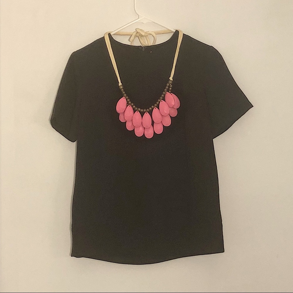 Stylish Black & Navy Panel Blouse, Fully lined!